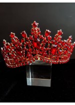 Корона за сватба и бал с кристали в червено Red Elegance код 210722